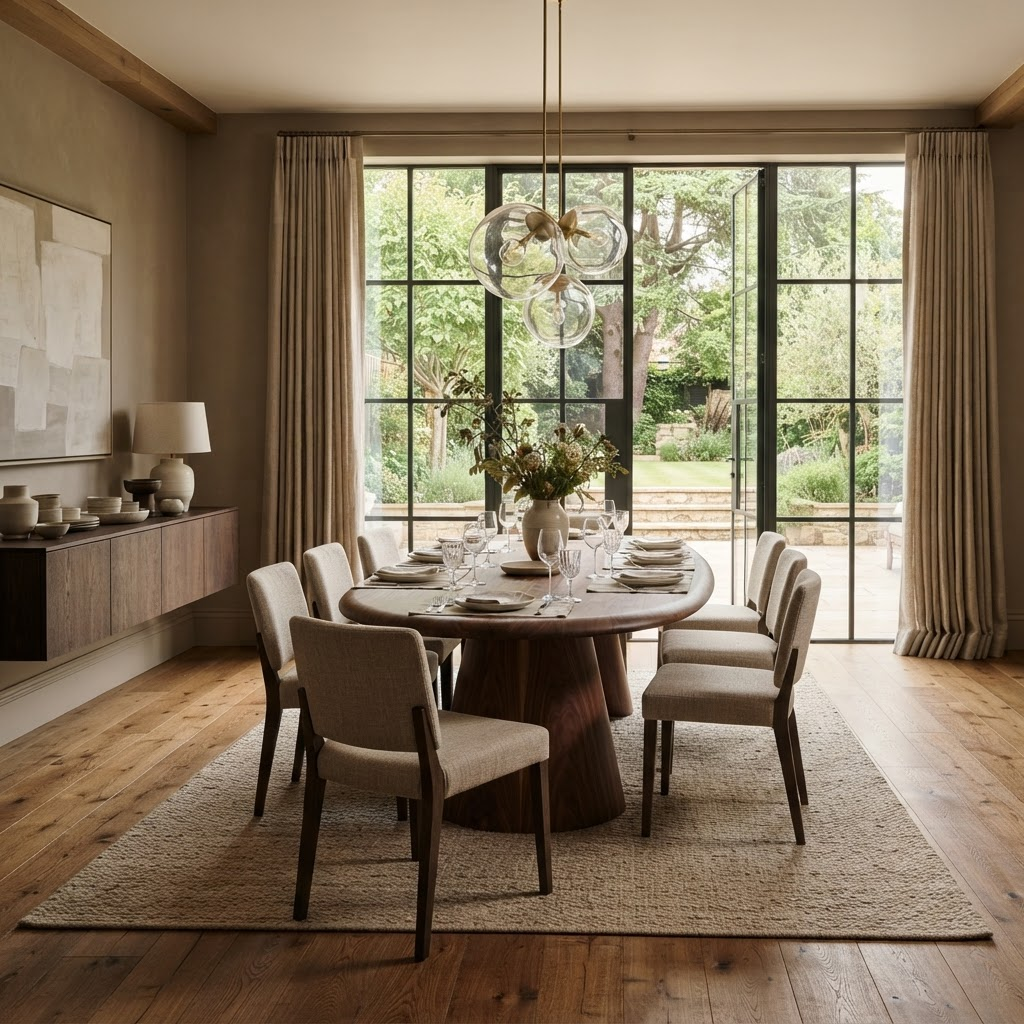 The same residential interior after installation of new flooring